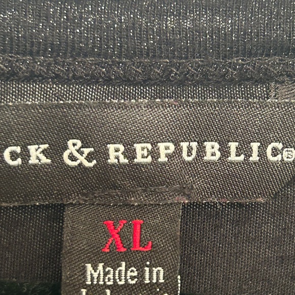 Rock & Republic Black Metallic Shimmer V Neck Tunic Top Soft Stretch XL - Picture 4 of 4